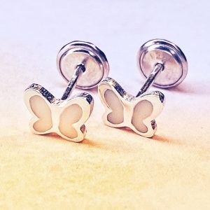 Pendientes mariposa rellenos de leche materna