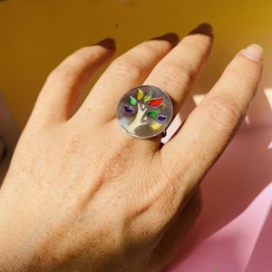 Anillo árbol de la vida relleno de leche materna